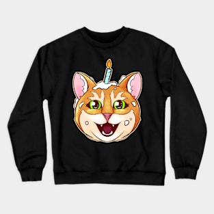 Cat With Birthday Candle Ate The Birthday Cake On Purrsday Crewneck Sweatshirt